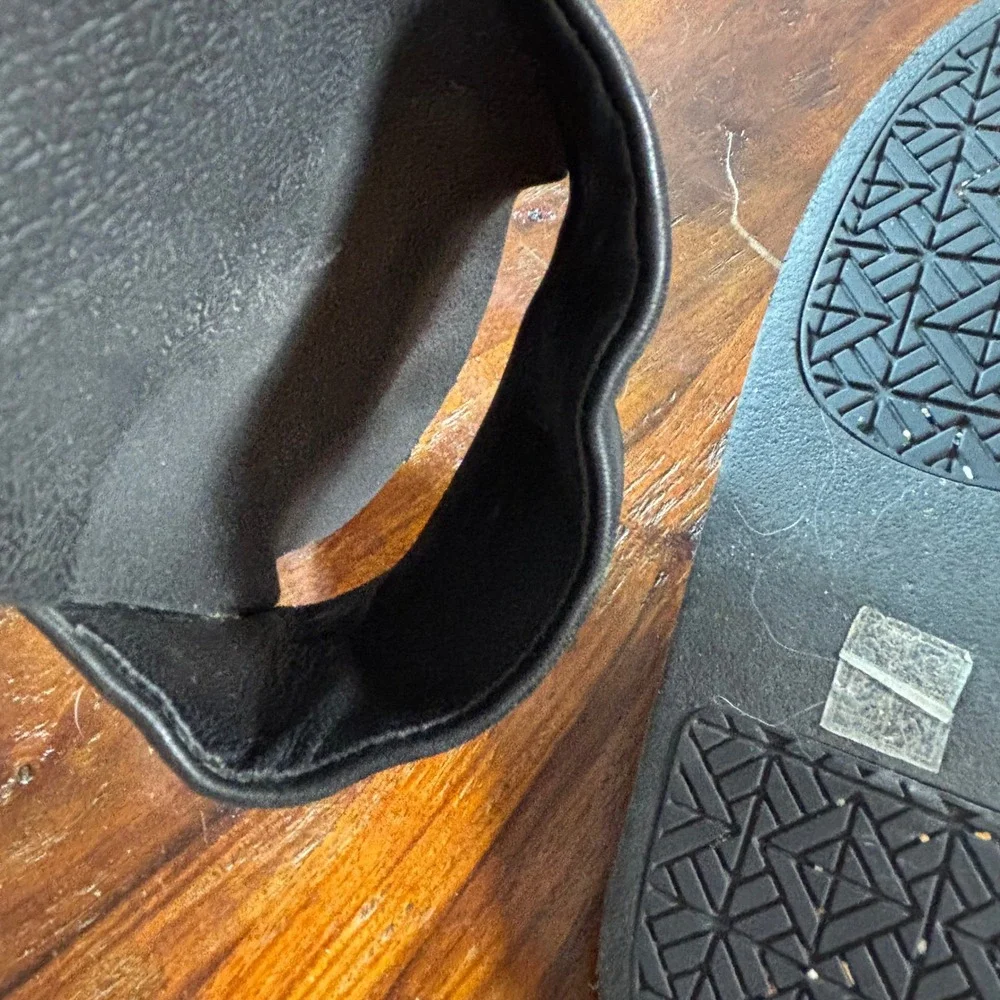 Tory Burch Miller Cloud Black Leather Logo Slide Sandals Womens Size 9